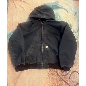 Carhartt J131 BLK  Mens Black Zippered Hooded Jacket Size 6xl